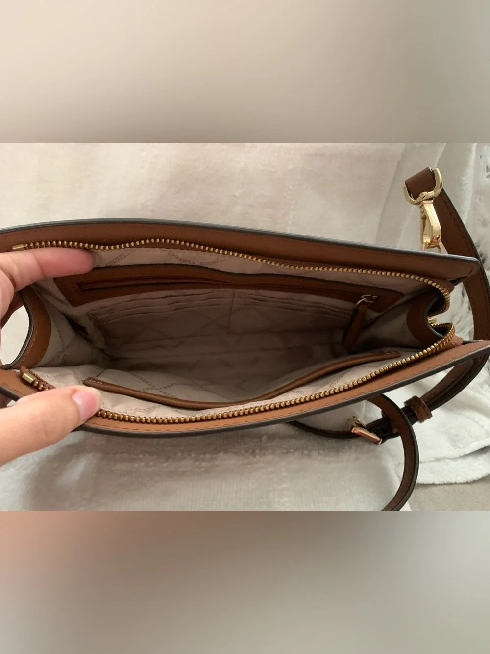 Michael Kors Brown Leather Bag with Gold Logo